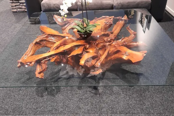 Custom timber and glass table