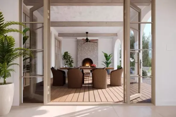 Trex Lineage decking outside area with door