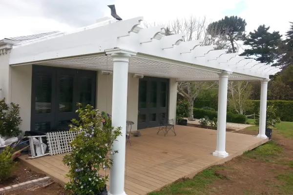 White pergola verandah area