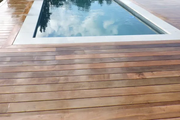 The deck build detail showing how it is integrated with the pool design