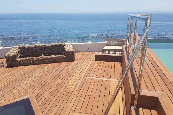 Timber deck with Chrome railing