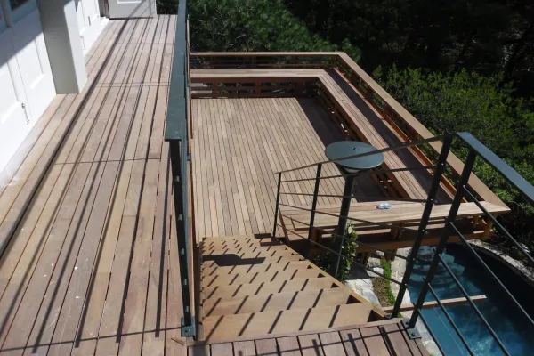 Suspended timber deck auckland top view