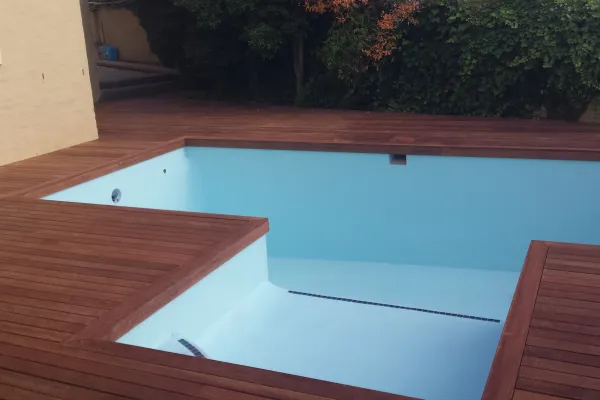 Timber deck pool surround