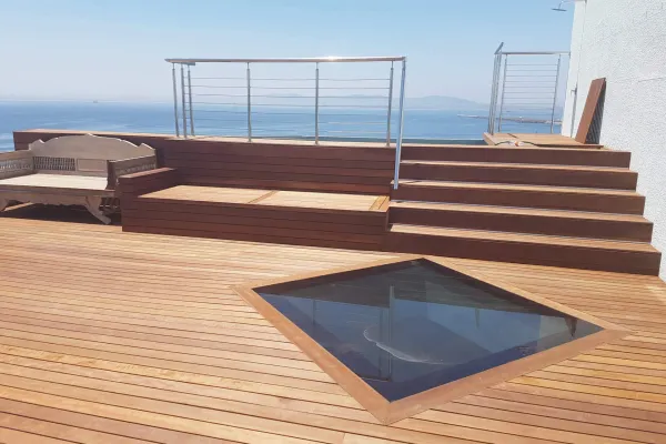 Timber deck with glass insert