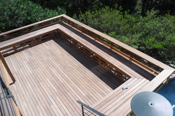 Timber deck with glass window integrated
