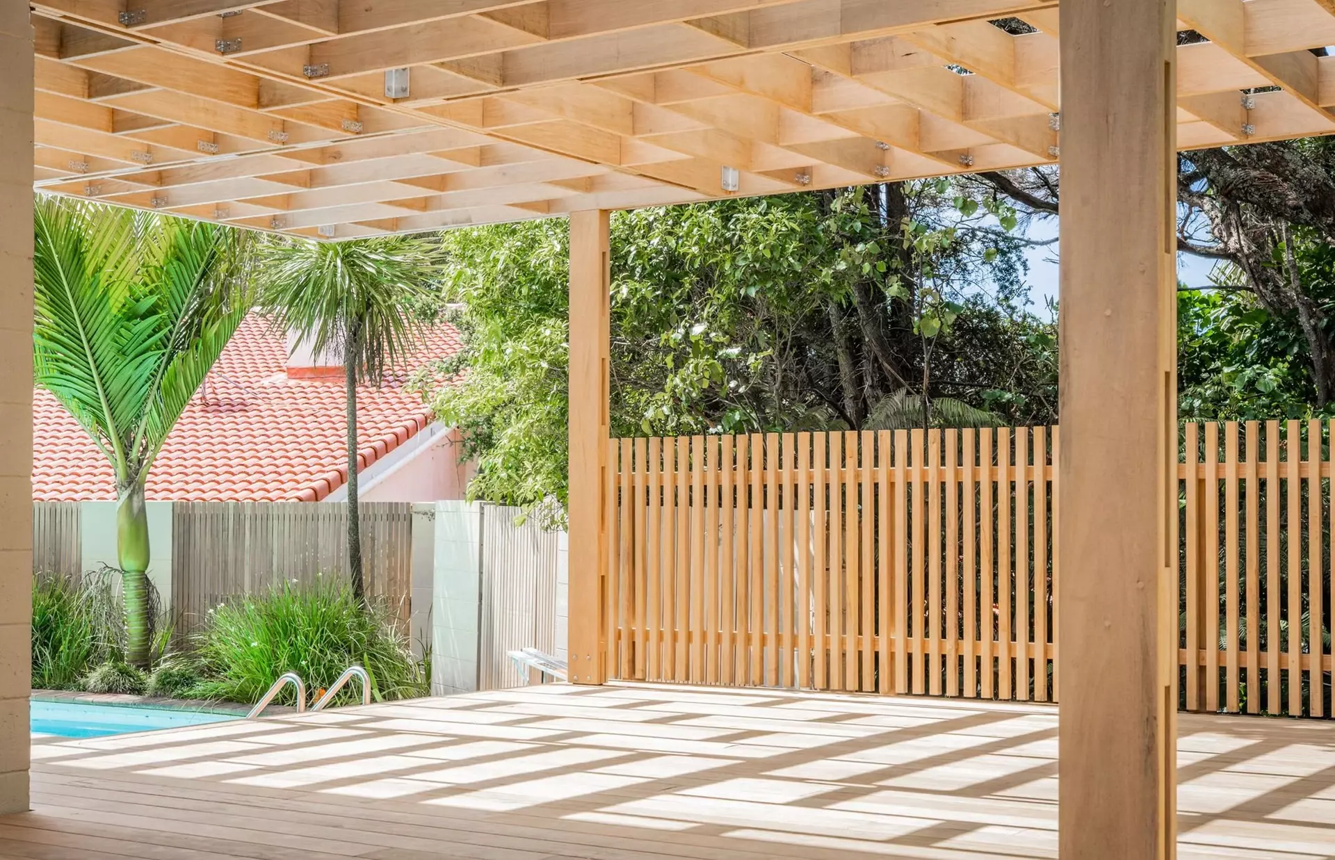 Private outdoor area - timber deck, fence and pergola