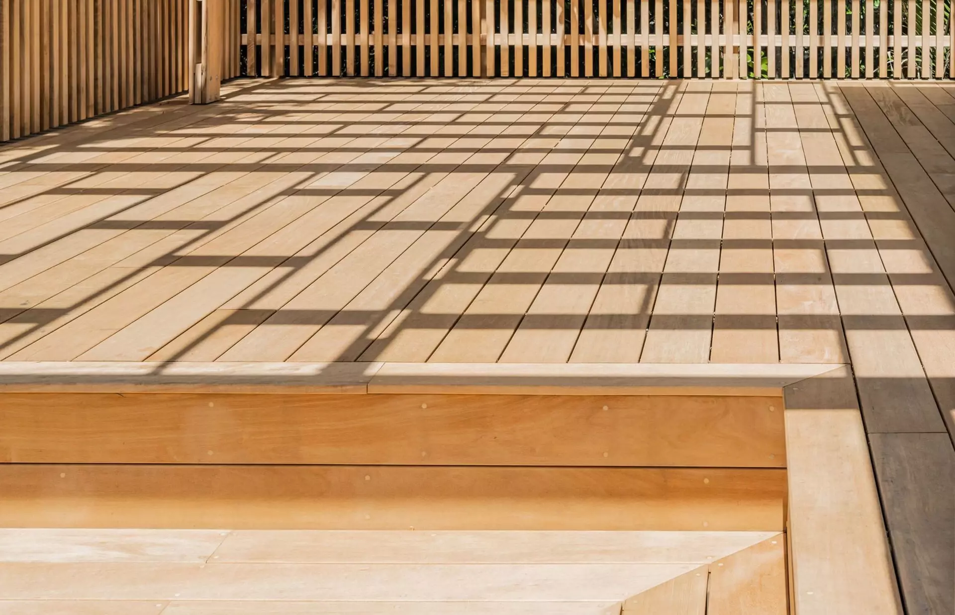Deck with shadow of the pergola