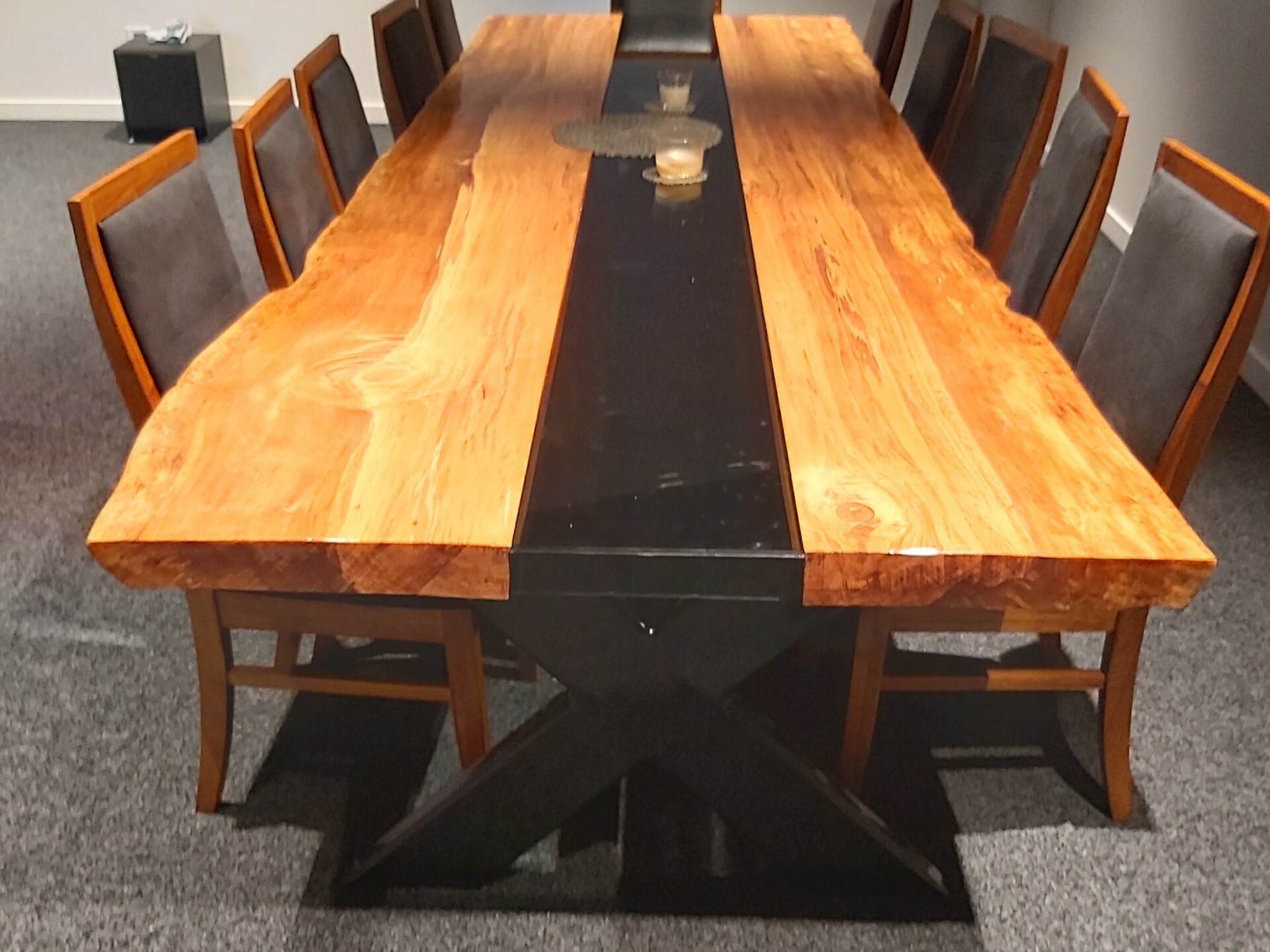 Custom dining table light and dark timber