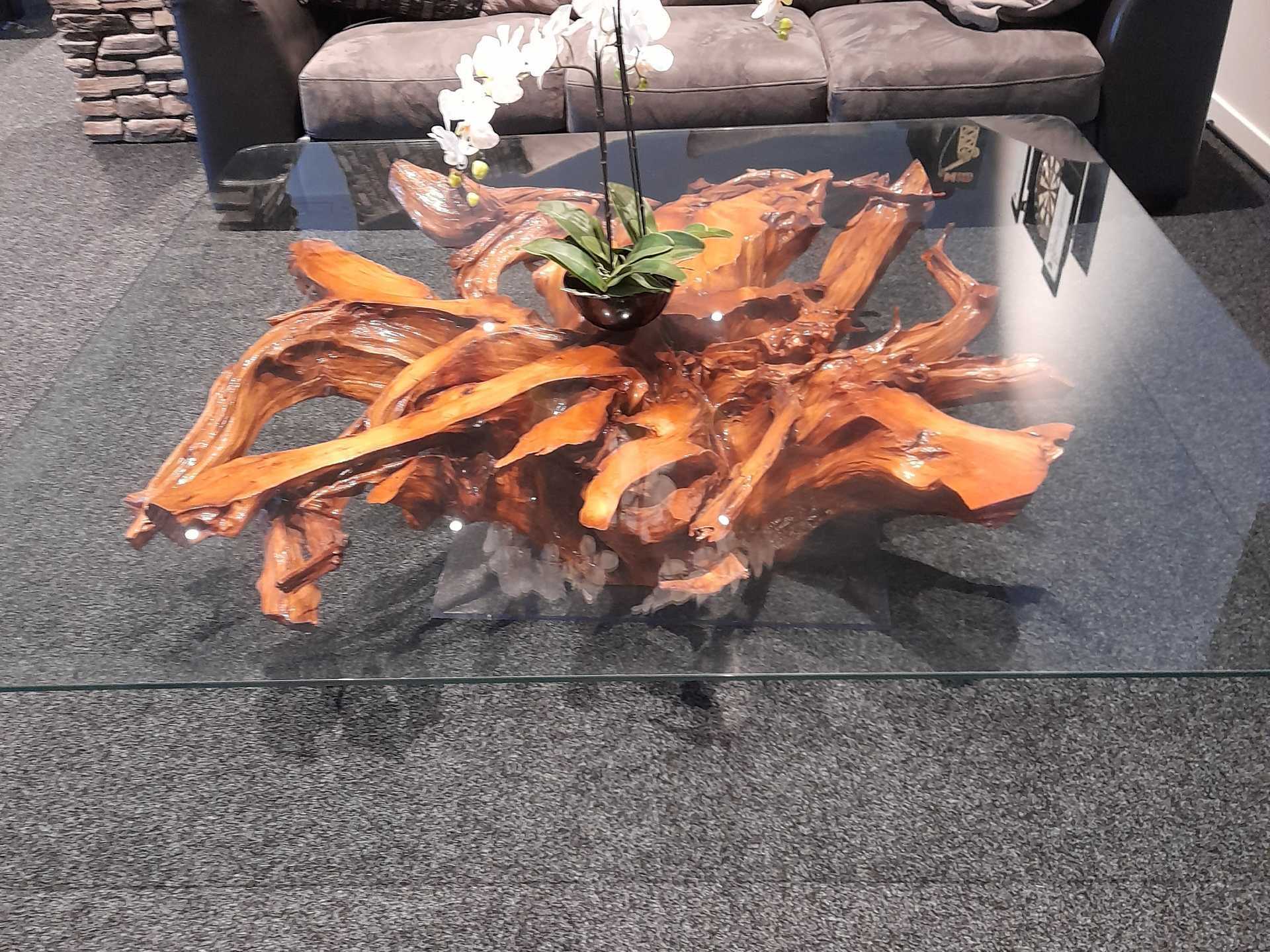 Custom timber and glass table