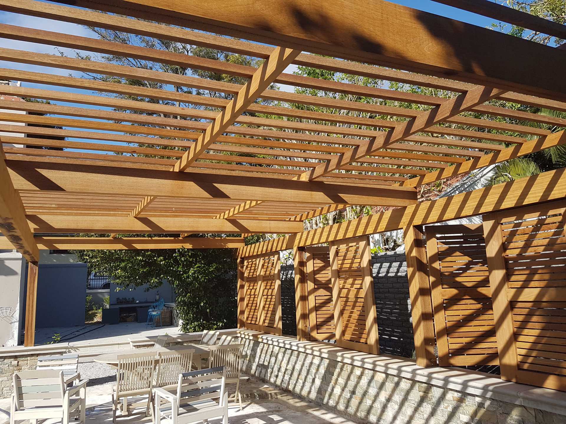 Pergola slatted timber