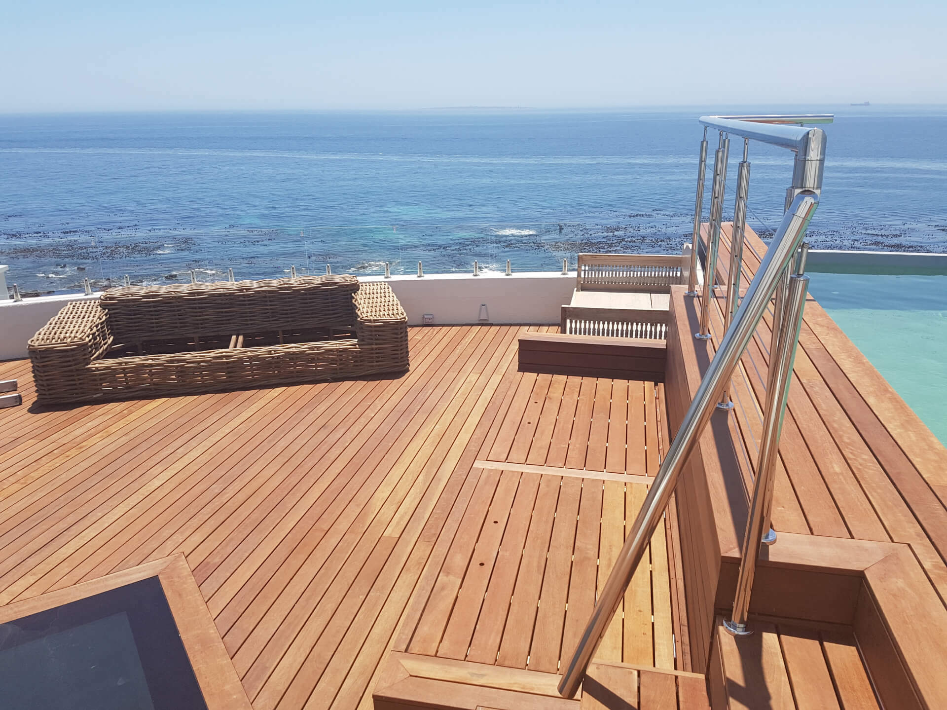 Timber deck with Chrome railing