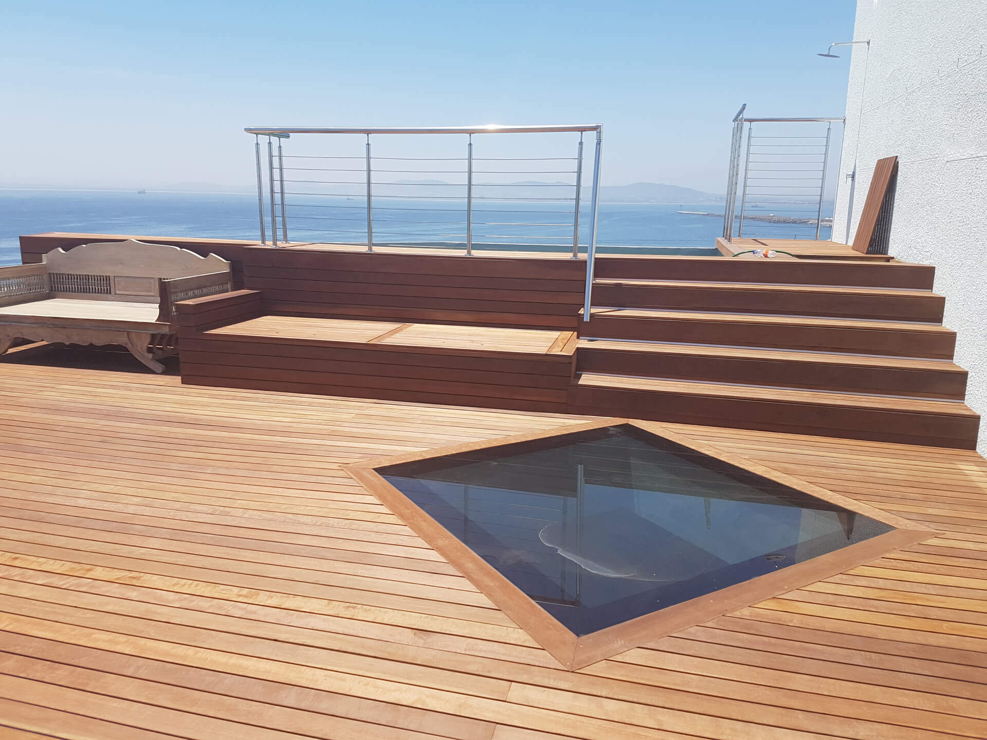 Timber deck with glass insert