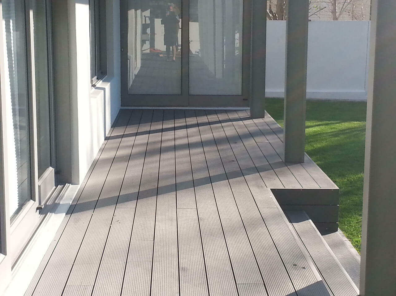 Composite deck next to house