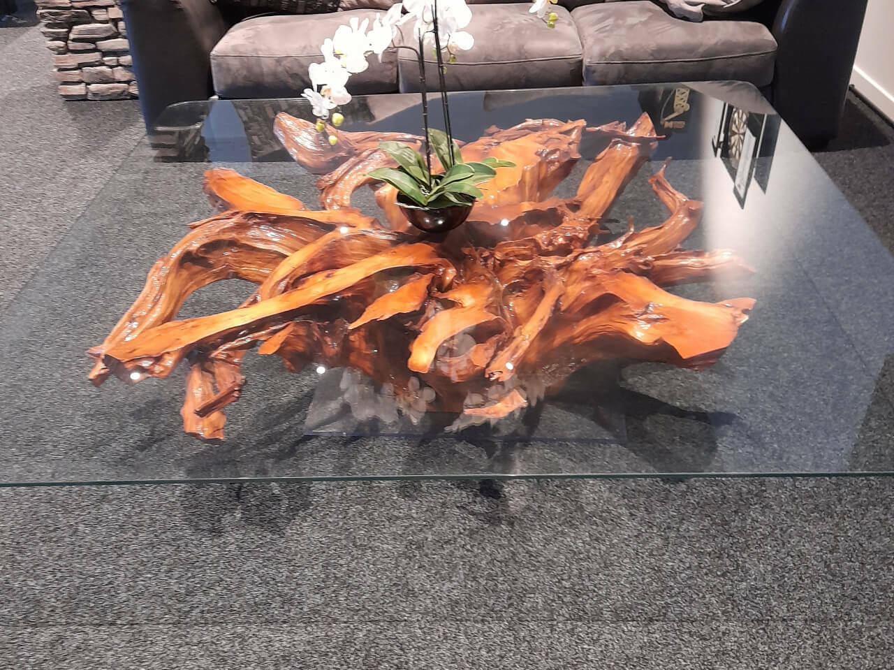Glass table internal custom furniture